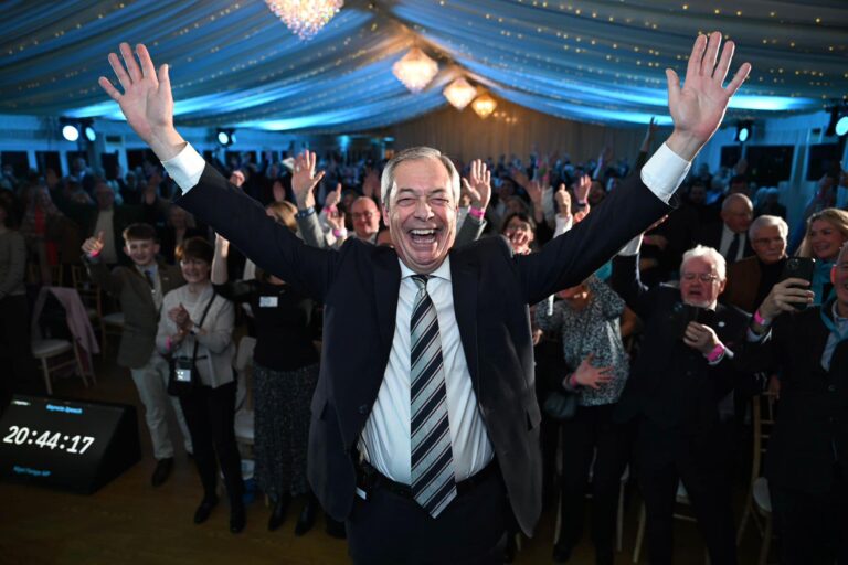 Nigel Farage at a Reform UK rally